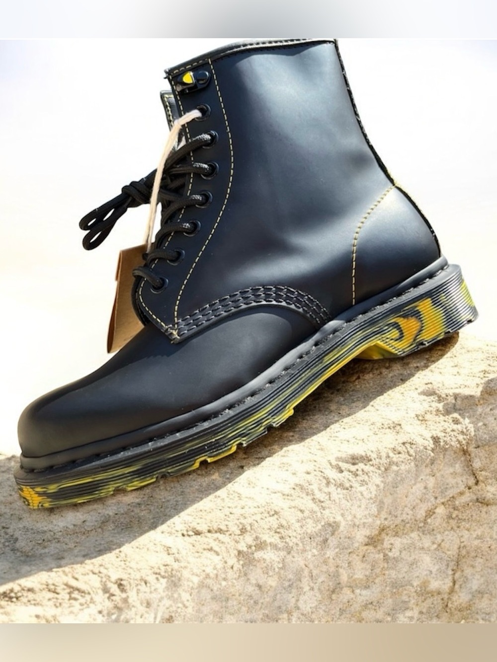 Dr. Martens Smooth Black Leather 1460 Marbled Sole Boots - Picture 16 of 16